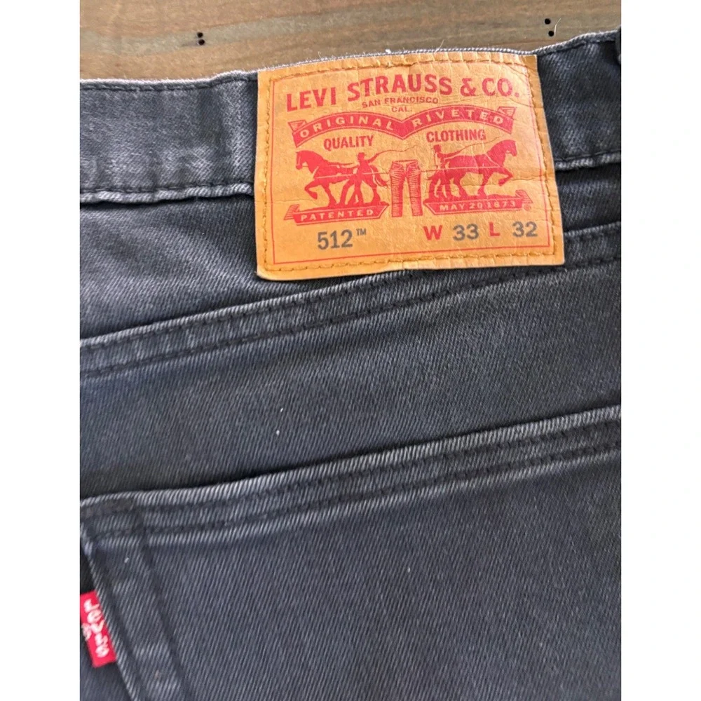 Levis 512 Slim Taper Jeans Mens 33x32 Washed‎ Black Denim Pants 28833-0024